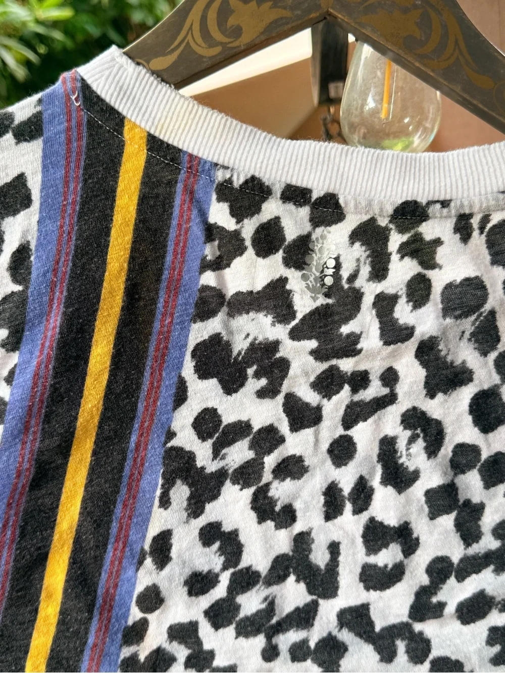 Free People Beige Leopard Tank with purple and yellow  Stripe